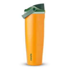 FreeSip Sway 40oz, bright golden yellow tumbler with olive green flip cap; taller 40oz silhouette