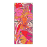 Owala Beach Towel in Tropic Like It's Hot; vibrant pink, orange, and red tropical leaf print