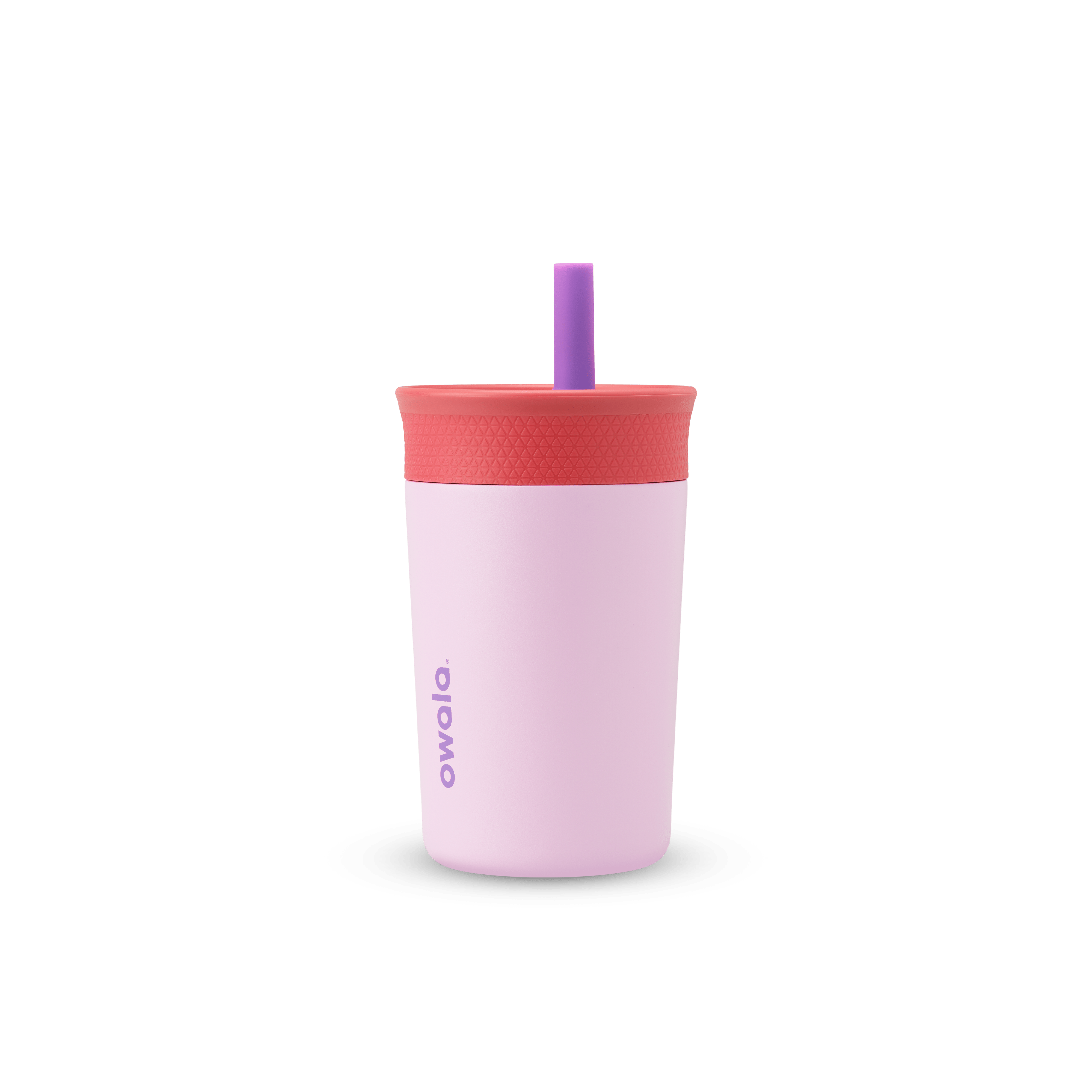 Kids' Tumbler 12oz in Lilac Rocket; soft lavender purple body with coral red lid and purple straw